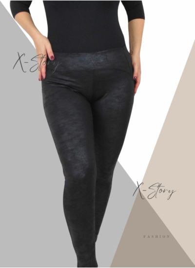 Hasított bőr hatású, alakformáló leggings (PLUS SIZE méretekben)