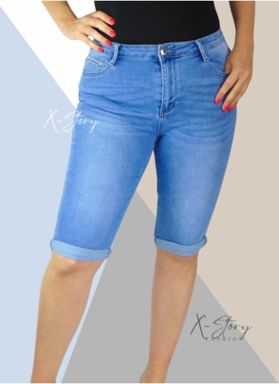 Rövid sztreccsfarmernadrág (PLUS SIZE )