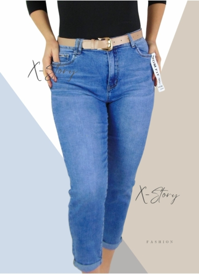 MomFit fazonú sztreccsfarmernadrág,övvel (Plus size méretekben)