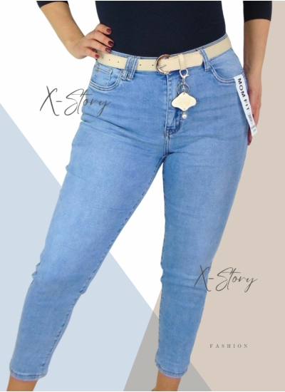 MomFit fazonú sztreccsfarmernadrág,övvel (Plus size méretekben)