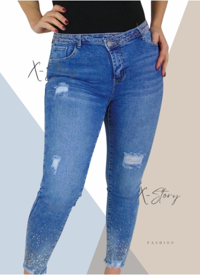 Strasszkövekkel díszített farmernadrág (PLUS SIZE méretek)