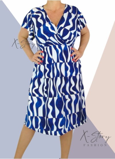 Mellnél átlapolt, gumisderekú ruha