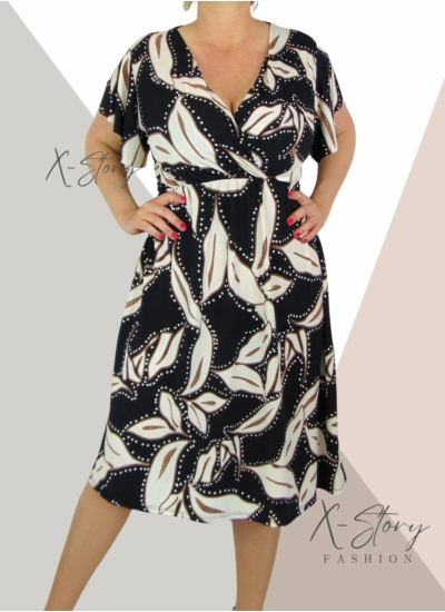 Mellnél átlapolt, gumisderekú ruha