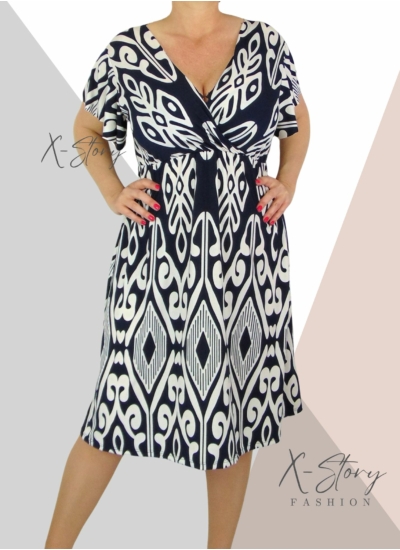 Mellnél átlapolt, gumisderekú ruha