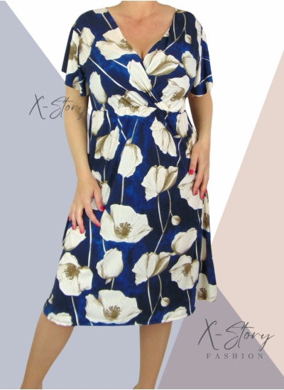 Mellnél átlapolt, gumisderekú ruha