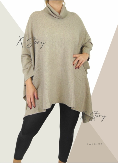 Prémium minőségű, poncsó fazonú bő felső (bézs)