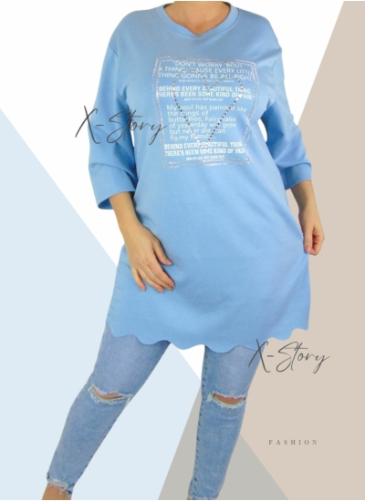 Kövekkel díszített , hullámos aljú tunika (világoskék)