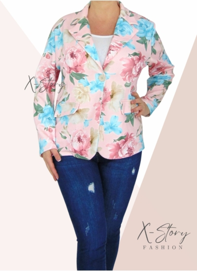 Virágmintás, tavaszi zakó (púder rózsaszín)