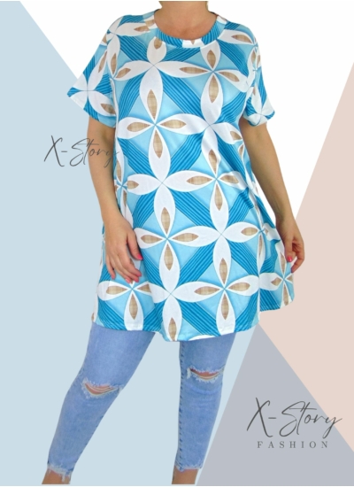 Extra bő fazonú, "A" vonalú, mintás tunika