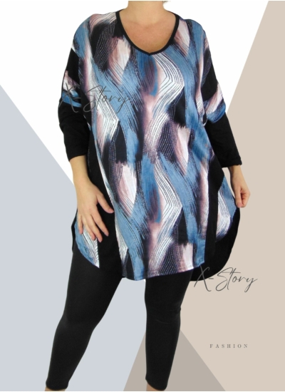 Extra bő fazonú, hátul hosszított, mintás tunika