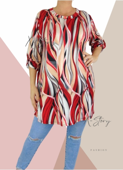 Extra bő fazonú, "A" vonalú mintás tunika