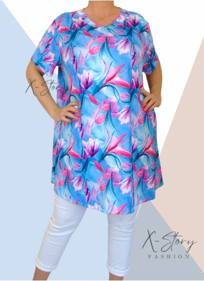 Extra bő fazonú, "A" vonalú mintás tunika