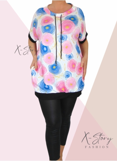 Kereknyakú, mintás tunika