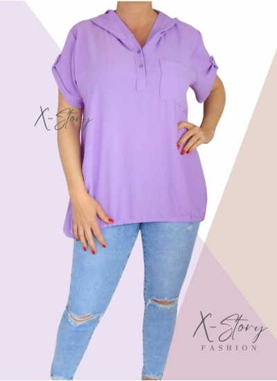 Alul összehúzható, kapucnis felső (lila)