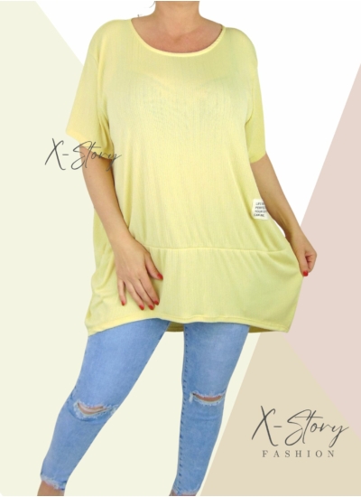 Anyagában csíkos, bő fazonú tunika (sárga)