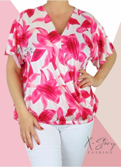 Átlapolt, mintás gumis aljú felső