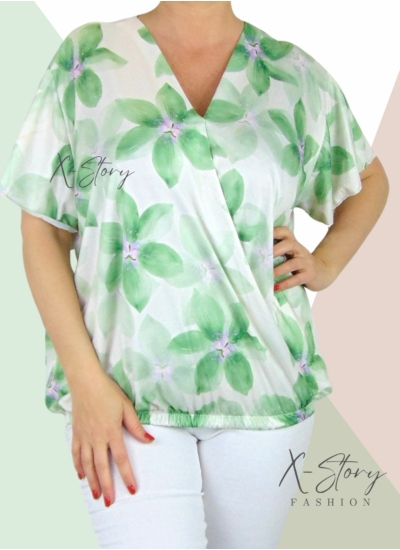 Átlapolt, mintás gumis aljú felső