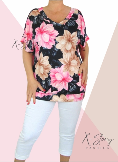 Elöl-hátul "V" kivágott , bő fazonú, alul passzés felső