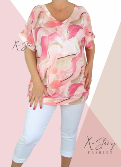 Elöl-hátul "V" kivágott , bő fazonú, alul passzés felső