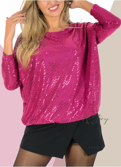 YesStory csillogós, gumisaljú felső (magenta)