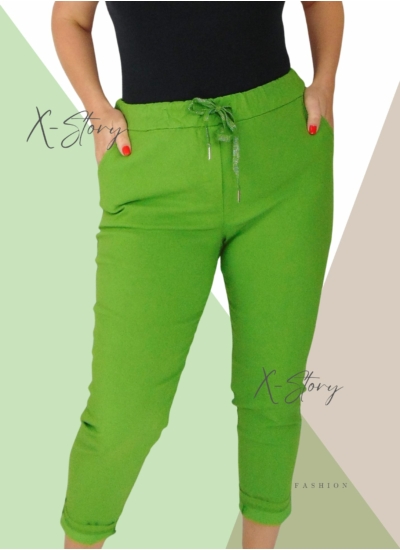 Gumis derekú, sztreccsvászon nadrág (avokádó zöld)