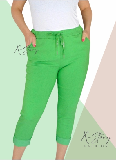 Gumis derekú, sztreccsvászon nadrág (kivizöld)