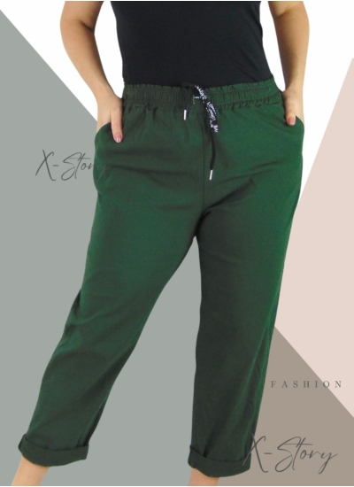 Nagyméretű, gumis derekú nadrág (khaki)