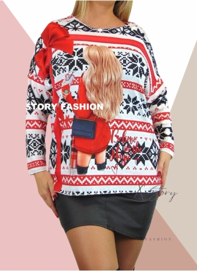  Vékony, kötött anyagú , karácsonyi pulcsi