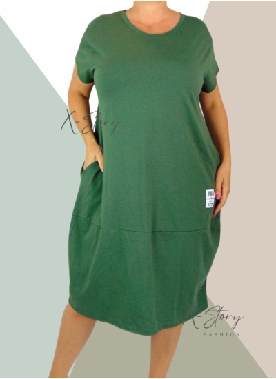 Pamut, zsebes, hagymafazonú tunika/ruha (khaki)