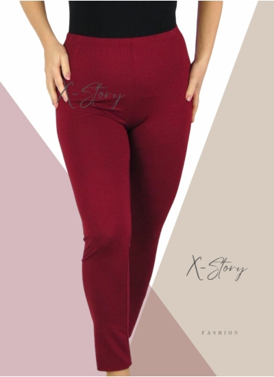 Plus size méretű pamut leggings (bordó)