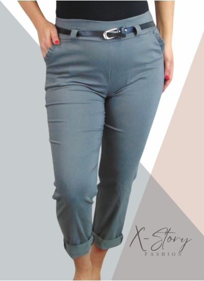 Gumisderekú sztreccsnadrág, övvel (sötét szürke)