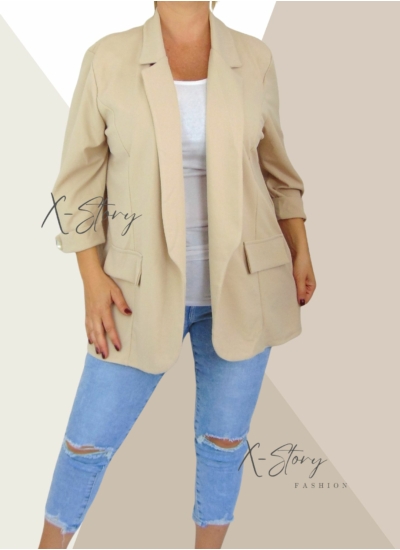 Nagyméretű , nyitott blézer(bézs)