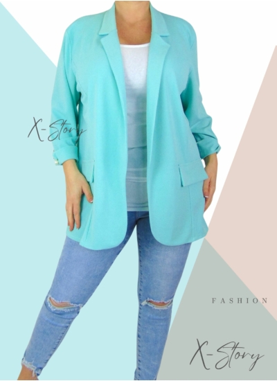 Nagyméretű , nyitott blézer (türkíz))