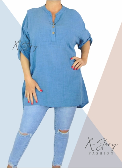 Pamutgéz anyagú, bő fazonú tunika(farmerkék)