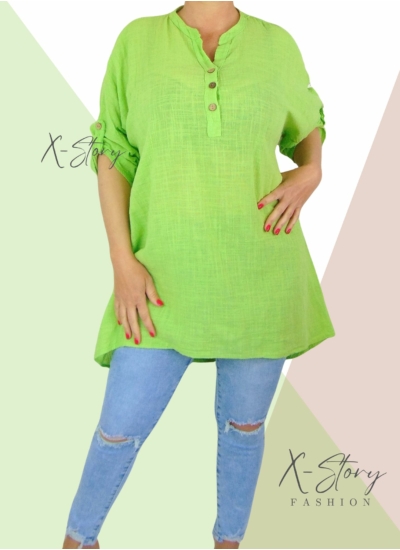 Pamutgéz anyagú, bő fazonú tunika (kivi)