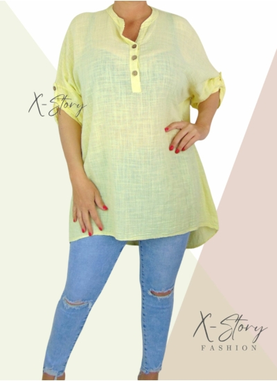 Pamutgéz anyagú, bő fazonú tunika(pasztellsárga)