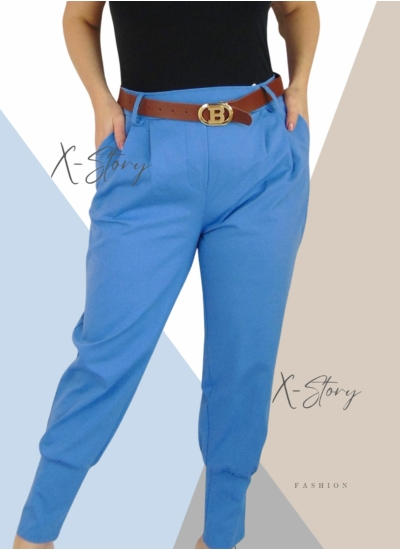 Nagyméretű, lábszárán szűkített , sztreccsnadrág (világoskék)