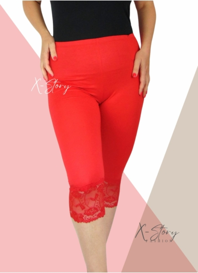 Csipkés aljú, plus size méretű  leggings (piros)
