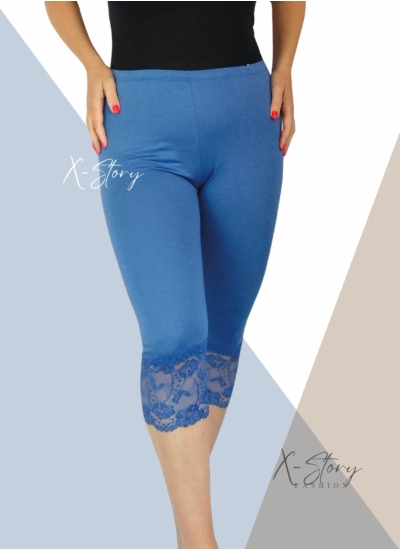 Csipkés aljú, plus size méretű  leggings (farmerkék)