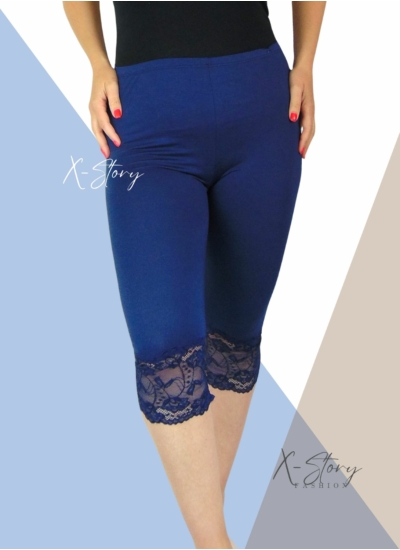 Csipkés aljú, plus size méretű  leggings (sötétkék)