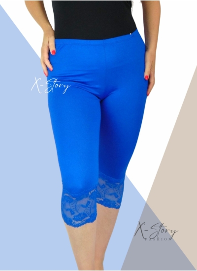Csipkés aljú, plus size méretű  leggings (királykék)
