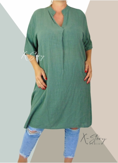 Extra bő fazonú, gézvászon tunika (khaki)