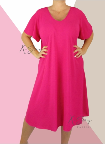 Fodros vállú "A" vonalú ruha (pink)