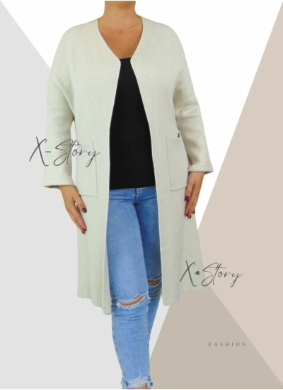 Prémium minőségű, kötött kardigán (krém)