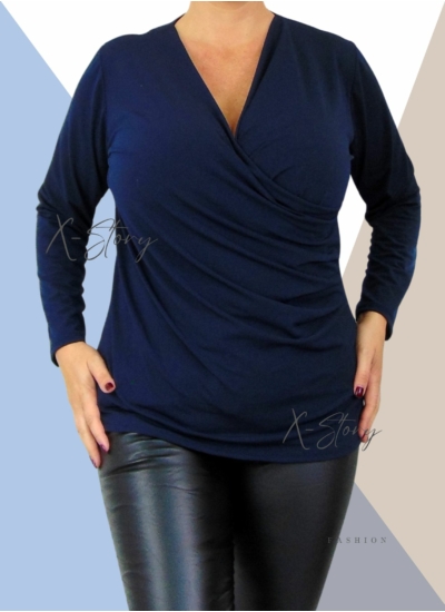 Átlapolt , rugalmas felső (sötétkék)