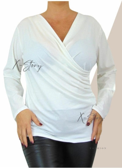 Átlapolt , rugalmas felső (fehér)