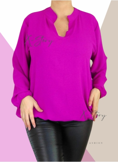 "V" dekoltált , gumis aljú blúz (lila)