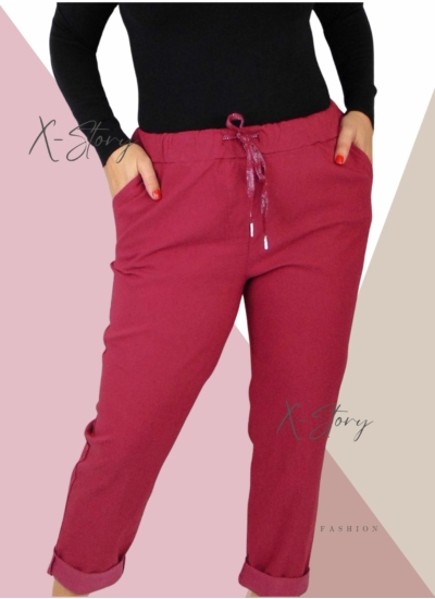 Nagyméretű, gumisderekú , sztreccsnadrág (bordó)