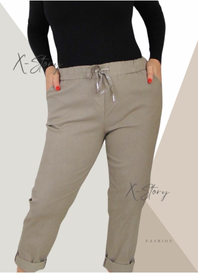 Nagyméretű, gumisderekú , sztreccsnadrág (homok)