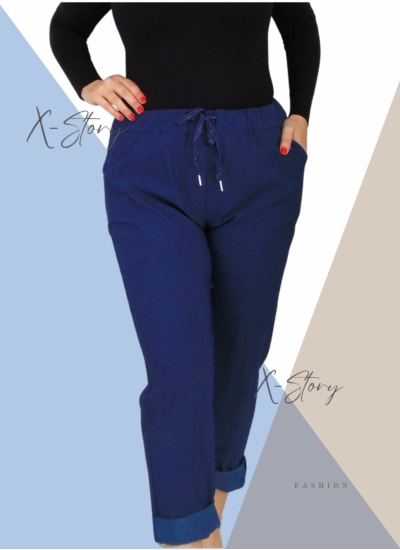 Nagyméretű, gumisderekú , sztreccsnadrág (sötétkék)